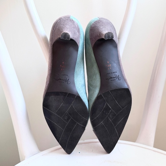 Ginza Kanematsu Suede Two Tone Kitten Heel Mary Jane Shoes sz 7 - Picture 4 of 4